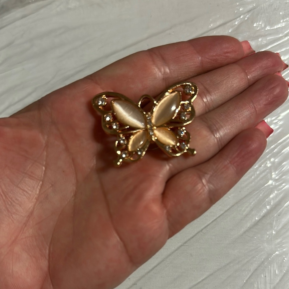Gold and Cream Butterfly Croc Charm
